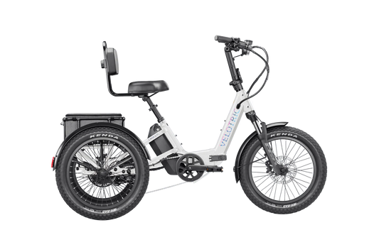 Pearl white Velotric Triker eTrike eBike, side view, product image