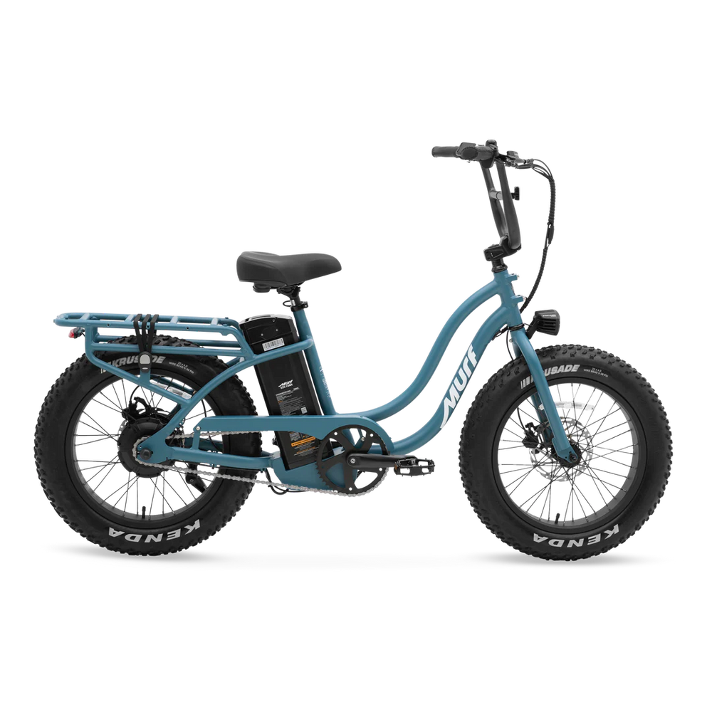 Electric bike Murf Higgs ST in denim color, side view, against a plain background